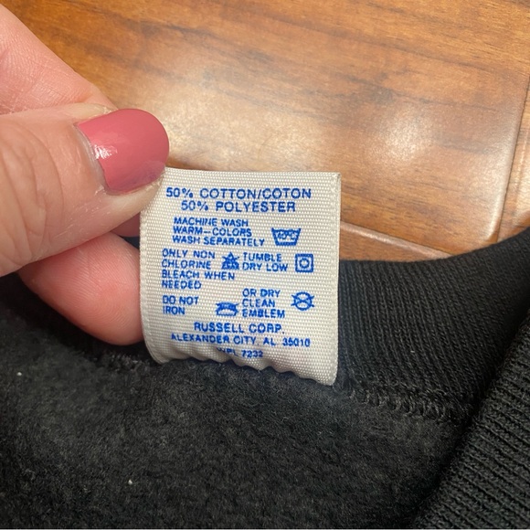 Vintage Women's Jerzees Black Quilted Star Crew Sweatshirt Size XL Cottagecore - Picture 13 of 16